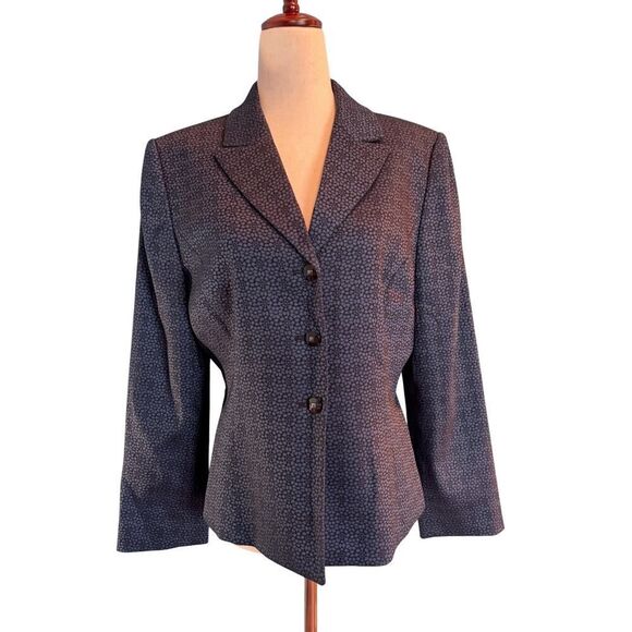 TAHARI Arthur S. Levine Blazer Jacket Fully Lined Blue Abstract Floral 10 Petite - Picture 1 of 8